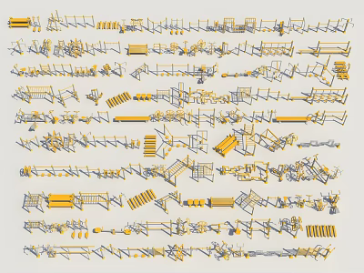 Detailed Collection Of Various Technical Mechanical Parts Structural Components And Engineering Design Drawings 3d model