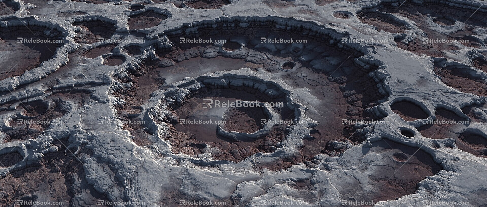 alien terrain mountain range mountain alien crater crater continent 3d model