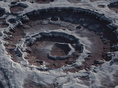 Intricate Rock Sculpture Carving With Circular Layered Patterns And Detailed Stone Texture 3d model