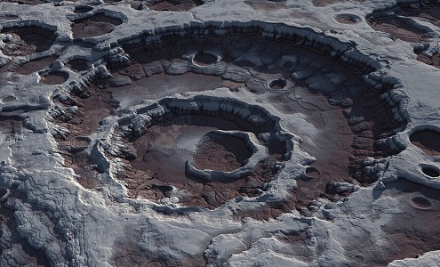 alien terrain mountain range mountain alien crater continent 3d model