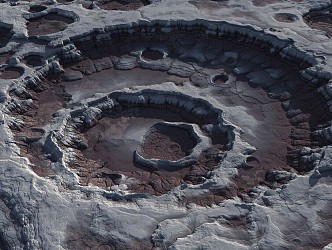 alien terrain mountain range mountain alien crater continent 3d model