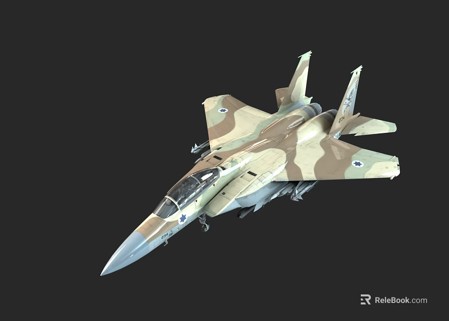 Military Fighter Jet With Camouflage Paint Scheme And Detailed 3D Rendering Design 3d model 