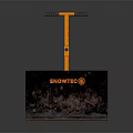 Orange Wheeled Snow Shovel With Black Handle Wheels And Metal Blade