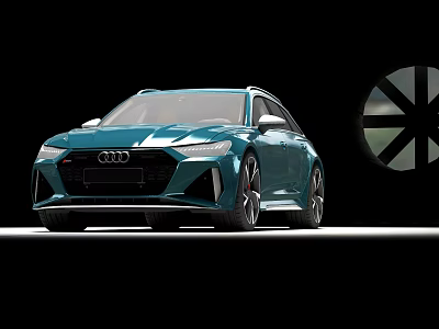 Teal Audi Wagon Car With Modern Front Design And Alloy Wheels 3d model