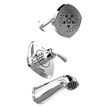 Modern Chrome Shower Faucet Set With Showerhead Control Knob And Handheld Sprayer