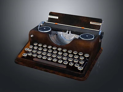 Office Appliance Vintage Typewriter Brown with Classic Keyboard and Metal Rollers for Retro Office Decor 3d model
