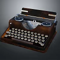 Office Appliance Vintage Typewriter Brown with Classic Keyboard and Metal Rollers for Retro Office Decor