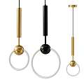 Modern Pendant Lights With Gold Black White Rod Ring And Ball Design Elements