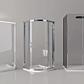 Modern Shower Sauna Designs With Transparent Glass Enclosures And White Frames