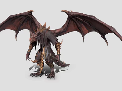Fantasy Dragon Like Game Movie Character With Winged Spiked Metallic Armor 3d model