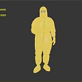 White Protective Suit With Blue Stripes Face Mask And Boot Covers On Gray Background 3d model