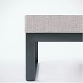 Minimalist Gray Upholstered Sofa Bench With Black Metal Legs And Modern Design