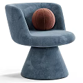 Modern Leisure Chair With Light Beige Fabric Upholstery Round Decorative Ball And Conical Base