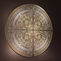Elegant Circular Wall Decor Featuring Intricate Classic Patterns And Golden Tones Design 3d model