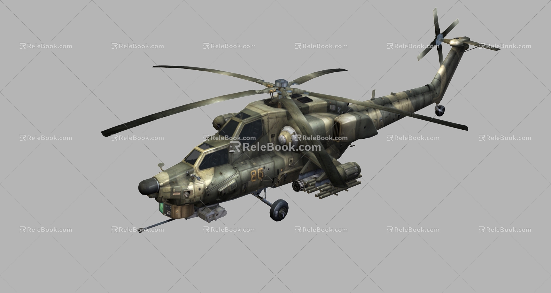 Helicopter Mi28NE Helicopter Attack Helicopter Gunship Low Face Number Low Model Simple Model Game Sub-era Film and Television Level Super Realism 3d model