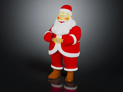 Classic Santa Claus Figure Wearing Red Suit White Beard And Brown Boots 3d model