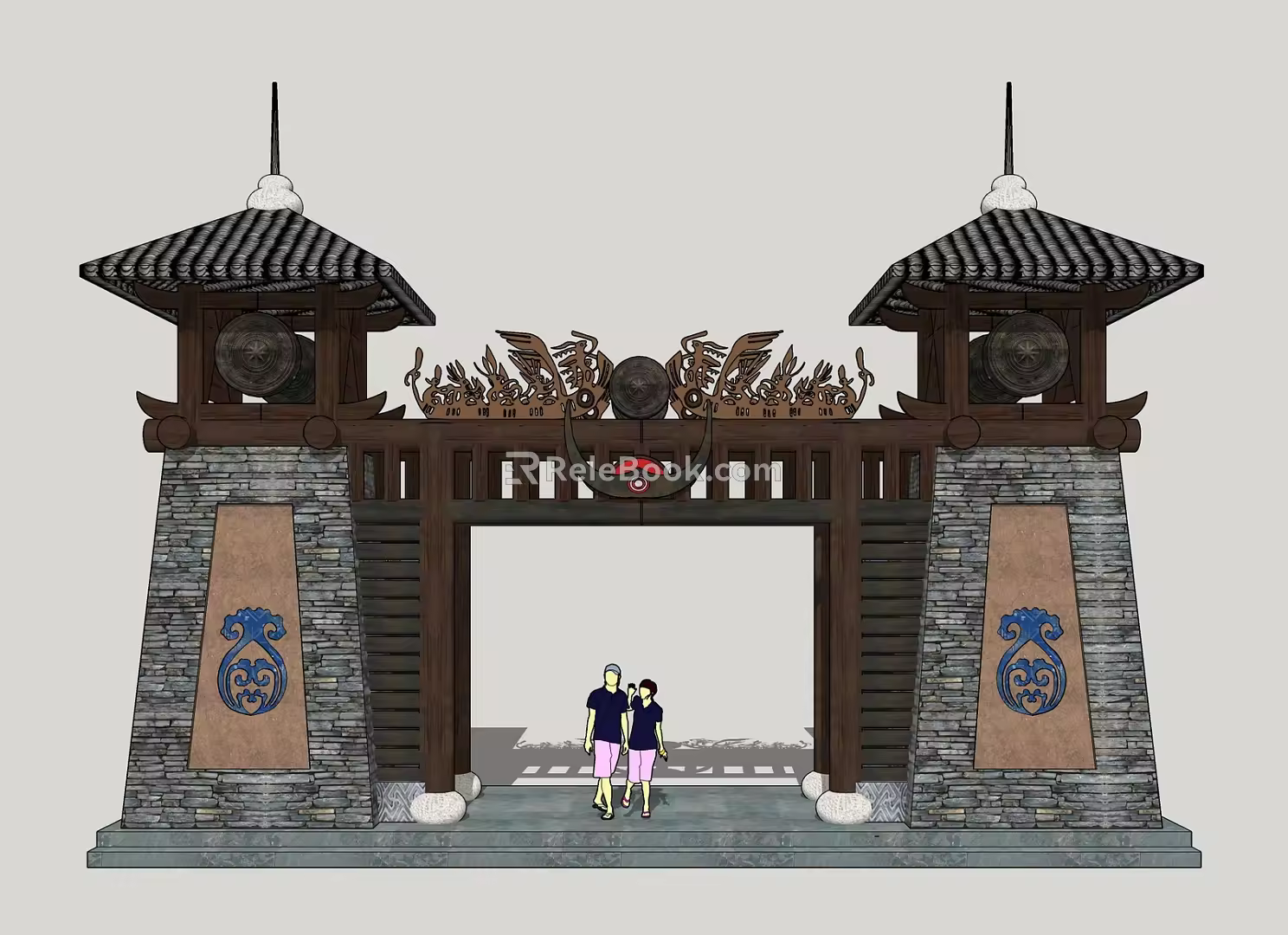 Ethnic Style Gate Miao Village Gate 3d model