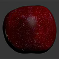 Fresh Red Apple With Shiny Surface And White Speckles On Dark Reflective Background