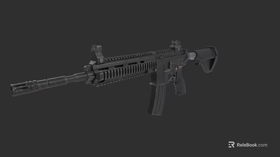 Modern Tactical Rifle Black Design With Barrel Magazine Scope Mount And Military Style Components 3d model 