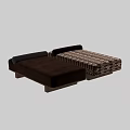 Stylish Plaid and Solid Brown Ottoman with Wooden Legs and Roll Pillow