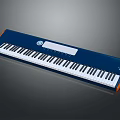Modern Electronic Keyboard with Blue Casing Orange Trim Black White Keys and Digital Screen 3d model
