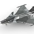 Gray Military Gripen Fighter Jet Model With Missiles And Landing Gear