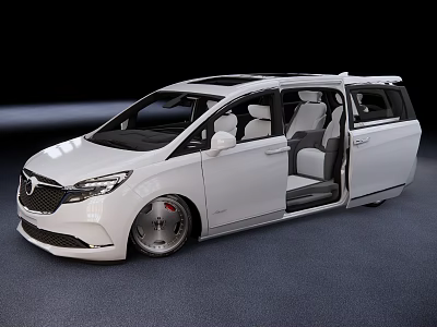White Modern MPV With Open Doors Spacious Interior And Alloy Wheels 3d model