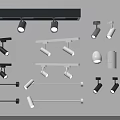 Modern Lighting Fixture Combinations With Track Lights And Spotlights In Black And White