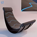 Modern Black Leisure Chair With Blue Zigzag Stitching And Curved Upholstered Design