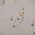 Modern Metallic Leaf Petal Design Chandelier For Hanging Decor On Grey Wall Background
