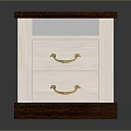 Wooden Nightstand With Two Drawers And Gold Handles White Fronts Dark Brown Top Base