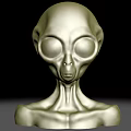 Alien Game And Movie Character With Large Eyes Smooth Head And Detailed Chest