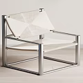 Modern Leisure Chair With Metal Frame And Woven Beige Seat Minimalist Design