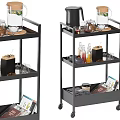 Multi Tiered Rolling Cart With Kitchen Items Drinks And Magazines 3d model