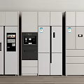 Modern Kitchen Refrigerators With Various Styles Sleek White Design And Digital Panels 3d model