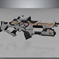 Modern Futuristic Gun With White Black Camouflage And Orange Accents