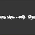 White Polygonal Clouds In Various Shapes With Reflections On Dark Background