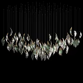 Elegant Hanging Leaf Shaped Wall Decor With Transparent Green Elements And Golden Edges