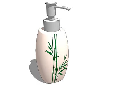 Bathroom Hand Soap Dispenser With White Body And Green Bamboo Pattern Design 3d model