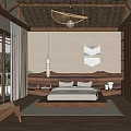 Warm Hotel Room Interior With Wooden Headboard Wall Large Windows Natural Views And White Bedding