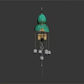 Household Decorative Wind Chimes With Green Top Diamond Pendant And Metal Bells