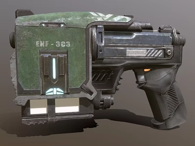 Futuristic ENT 363 Weapon With Green Black Tactical Design And Illuminated Features 3d model