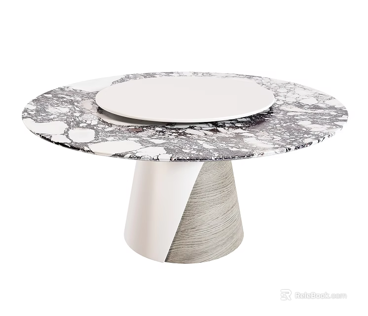 Modern Round Dining Table With Marble Top And Unique Sleek Base Design 3d model