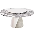 Modern Round Dining Table With Marble Top And Unique Sleek Base Design 3d model