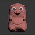 Pink Cartoon Pig Character With Big Eyes Sitting In Plump Body Design