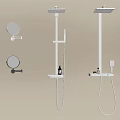 Modern White Wall Mounted Shower System With Handheld Sprayer And Mirrors 3d model