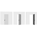 Modern White Swing Door with Black Handle and Sleek Metal Hardware Design