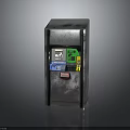 Automated Teller Machine With Metallic Casing Control Panel Colored Buttons And Display Screen