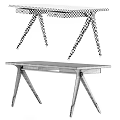 Modern Wooden Desk With Black Metal Legs And Drawer Storage Design