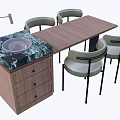 Middle-style bar counter console dining table and chairs 3d model